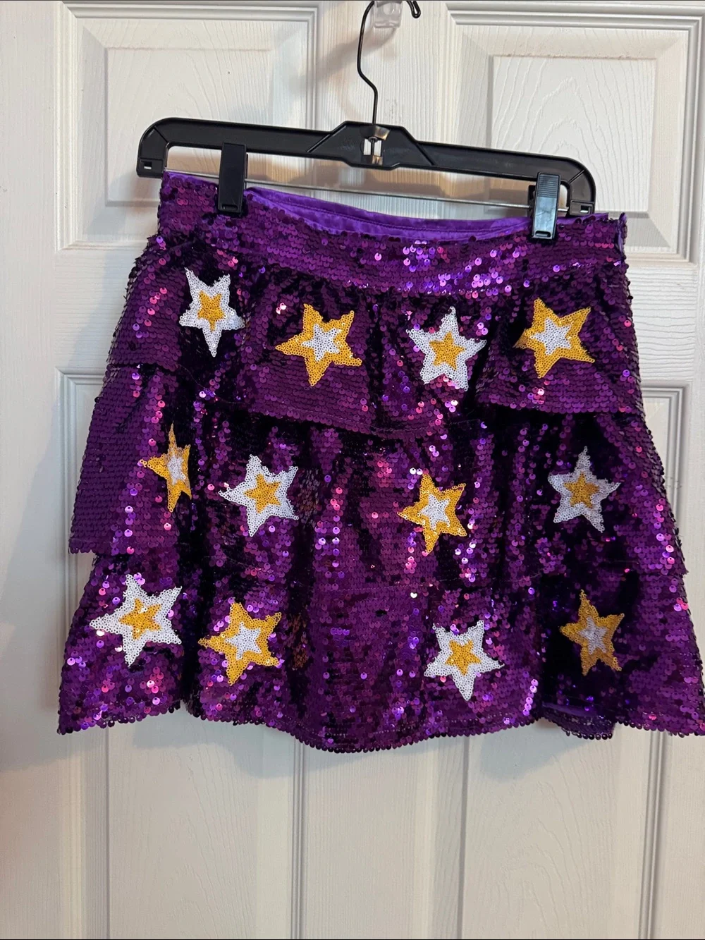 Peach Love California Purple Sequin Star Skater Skirt